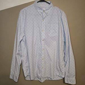 GAP Men's Blue Pin Stripe Button Up All Over Print Shirt Size Large Textured